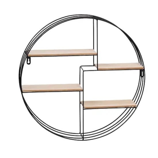 Honey Can Do 20" Black Four-Tier Circular Decorative Metal Wall Shelf {8}