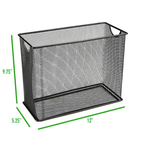 Mind Reader Metal Mesh File Organizer Storage Basket Black {4}