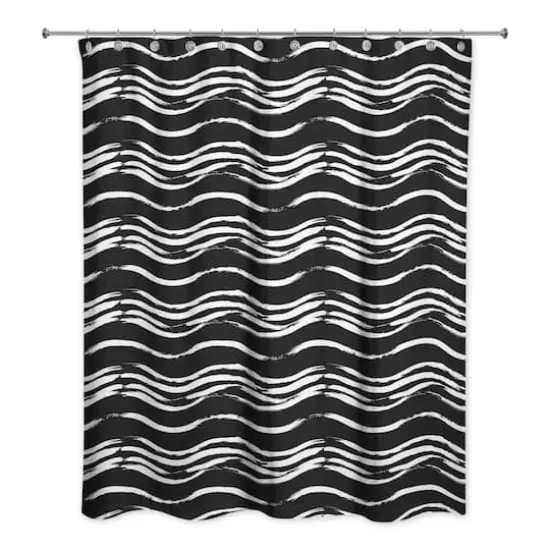 Waves Shower Curtain Black {3}