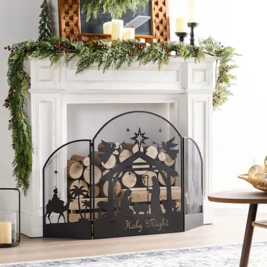 Glitzhome&reg; 48" Christmas Metal Mesh Silhouette Nativity Scene Screen {4}