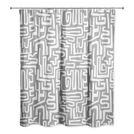 Woogly Shapes Shower Curtain Gray {3}