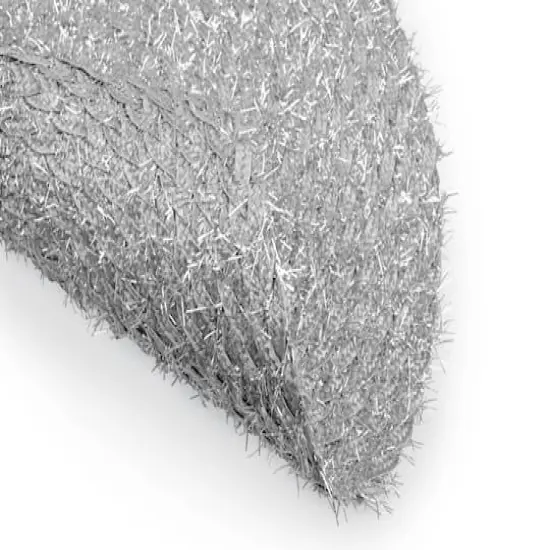 DII® Silver Round Polypropylene Woven Tinsel Placemat (Set of 6) {3}