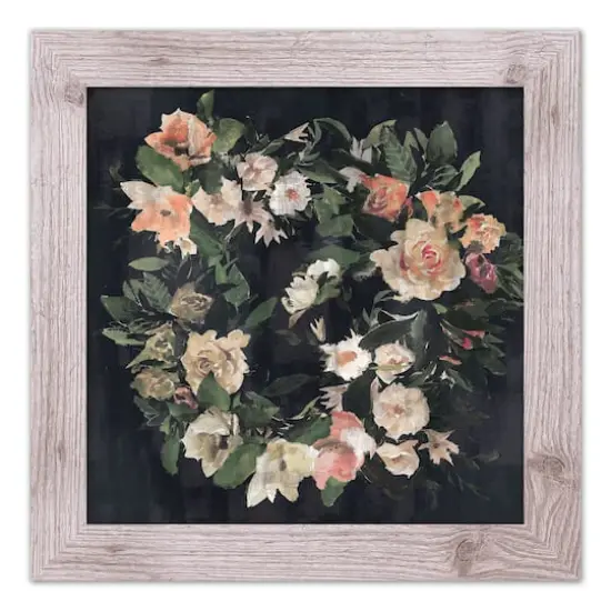 Navy Floral 16" x 16" Western White Framed Print {1}