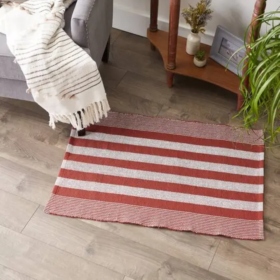 DII&reg; Cabana Stripe Handwoven Recycled Yarn Rug, 2ft. x 3ft. Cinnamon {4}
