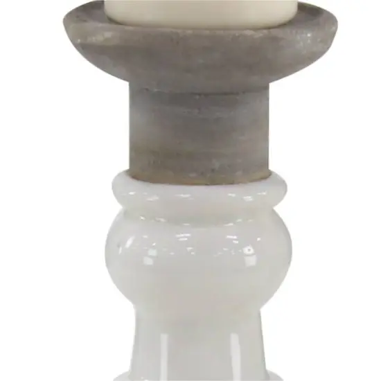 White Stoneware Country Candle Holder Set {4}