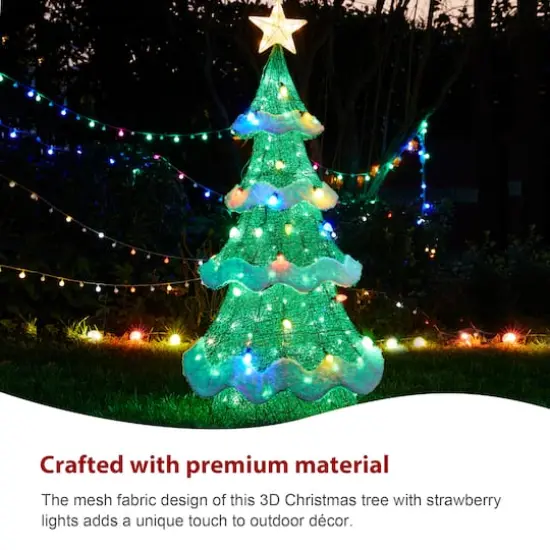 Glitzhome&reg; 4.5ft. Lighted Christmas 3D Mesh Tree Outdoor D&eacute;cor {7}