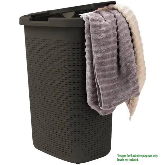 Mind Reader 60L Hamper Laundry Basket with Cutout Handles Brown {5}