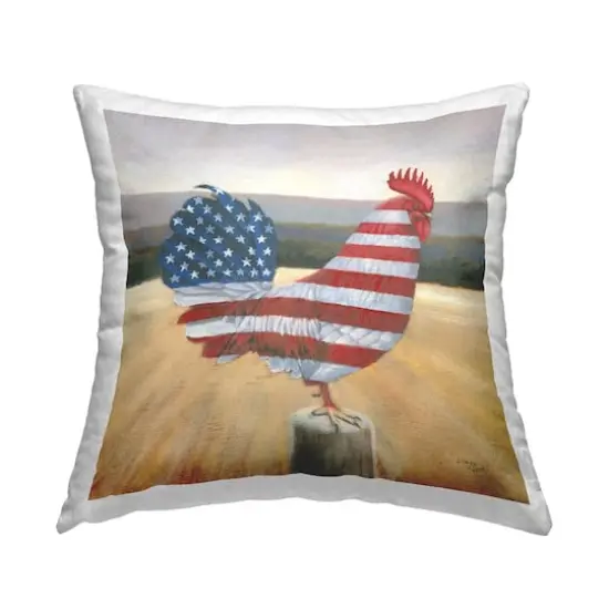 Stupell Industries American Flag Rooster Decorative Printed Throw Pillow {1}