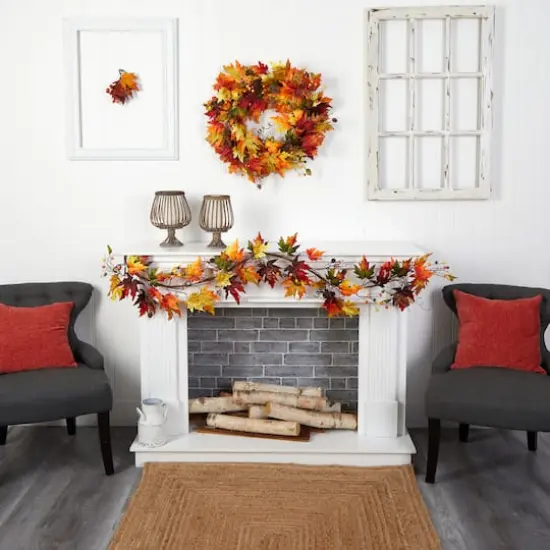 6ft. Autumn Maple Leaf & Berry Fall Garland {5}