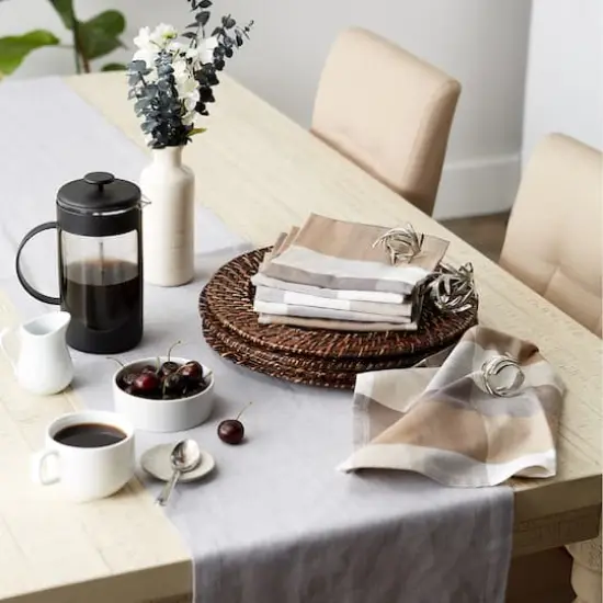 DII&reg; Oversized Tri Color Check Cloth Dinner Napkins, 6ct. Stone {6}