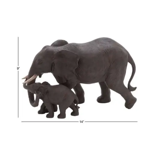 14" Dark Brown Eclectic Elephant Sculpture {7}