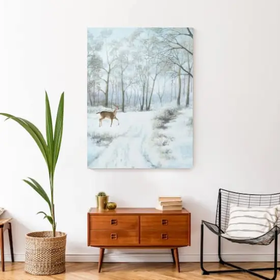 Doe Walking In The Snow 30x40 Canvas Wall Art {5}