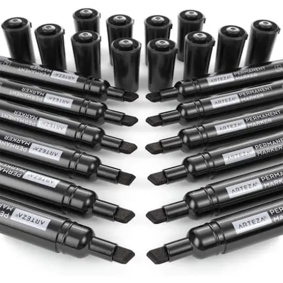 Arteza&reg; Black Chisel Tip Permanent Markers, 36ct. {5}