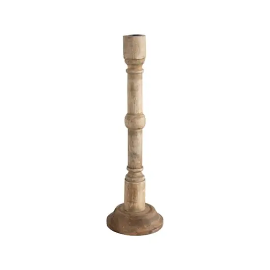 Hello Honey&reg; 17" Hand-Carved Mango Wood Taper Candle Holder {1}