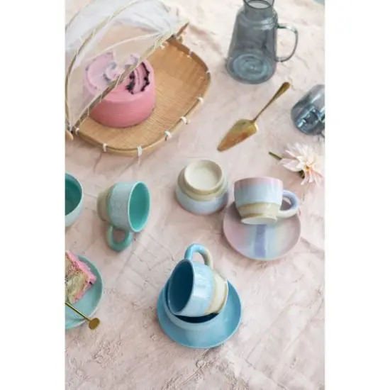 Hello Honey&reg; 6" Multicolor Reactive Glaze Modern Stoneware Plate Set {3}