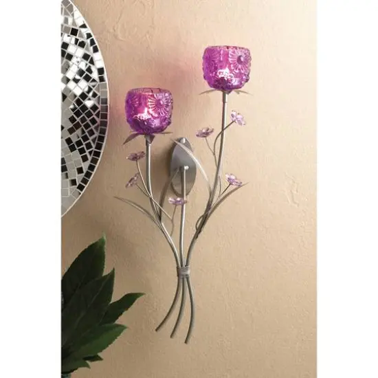 17.25" Fuchsia Blooms Candle Wall Sconce {3}