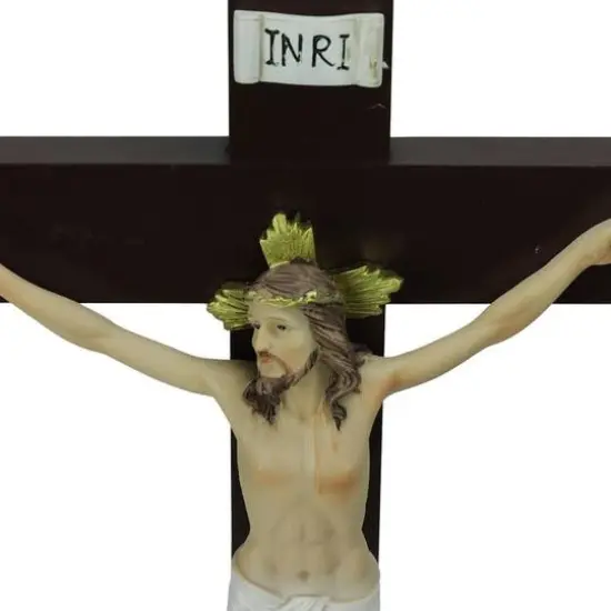 14.5" INRI Jesus on Crucifix Table Top Decoration {3}