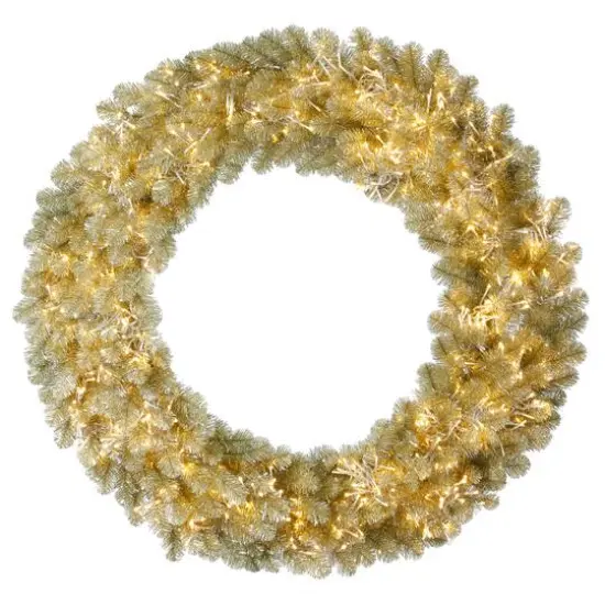 30" Pre-Lit Champagne Christmas Wreath, Warm White LED Lights {1}