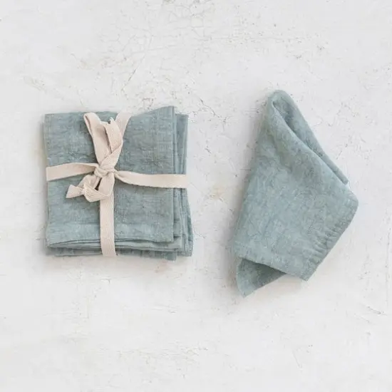 Hello Honey&reg; 10" Square Stonewashed Linen Cocktail Napkins, 4ct. Mint {3}