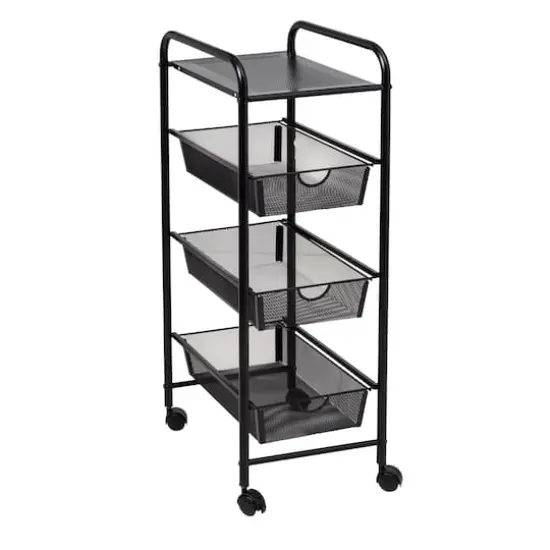 Honey Can Do Black Metal 3-Drawer Rolling Storage Cart {1}