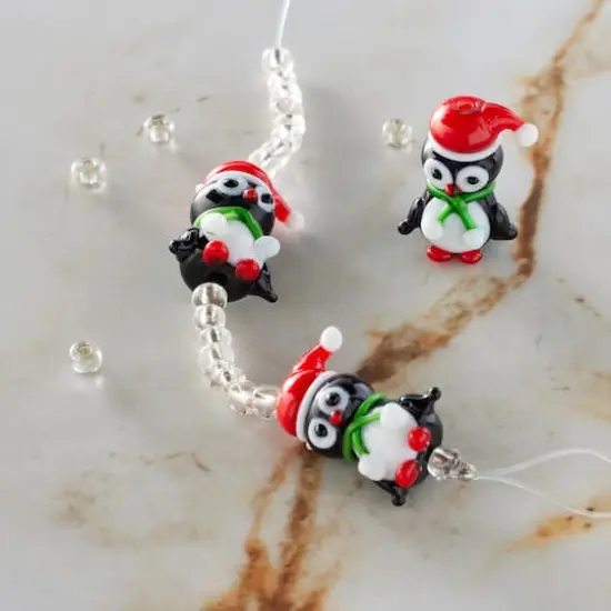 Multicolor Lampwork Glass Christmas Penguin Beads by Bead Landing™ {3}