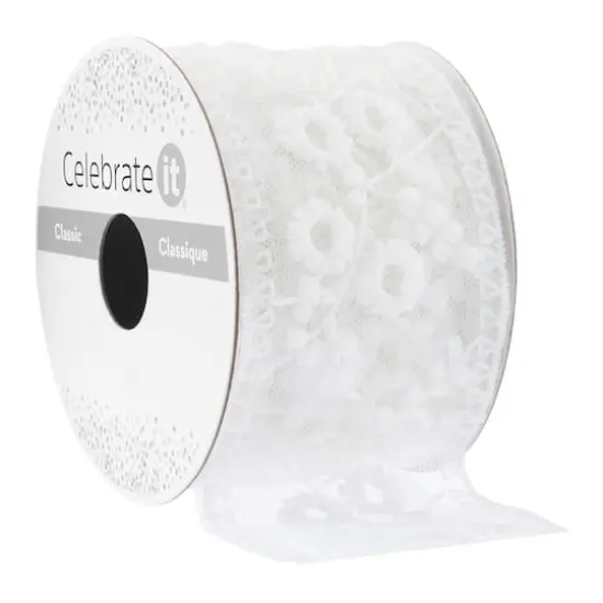 2" x 3yd. White Lace Ribbon by Celebrate It&trade; Classic {1}