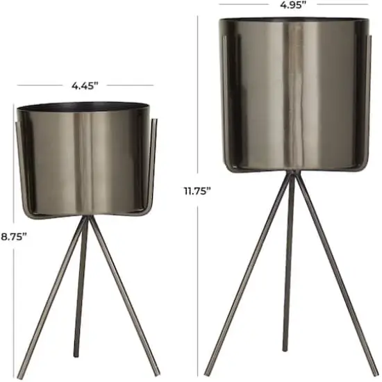 Dark Grey Contemporary Planter, Set of 2" 12", 9" {8}