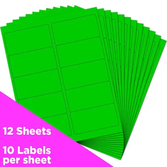 JAM Paper Standard Address Labels, 120ct. Neon Fluorescent Green {4}