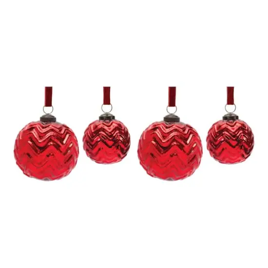 Red Mercury Glass Ball Ornament Set {1}