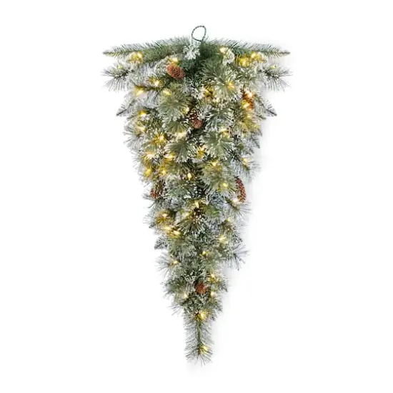 Glitzhome&reg; 3ft Pre-Lit Frosted Greenery Pinecones Christmas Teardrop, LED Lights and Timer {1}