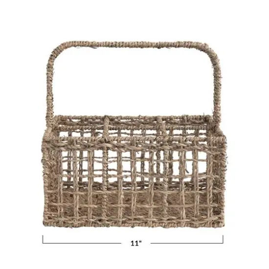 Hello Honey&reg; Natural Handwoven Seagrass 6 Section Caddy with Handle {5}