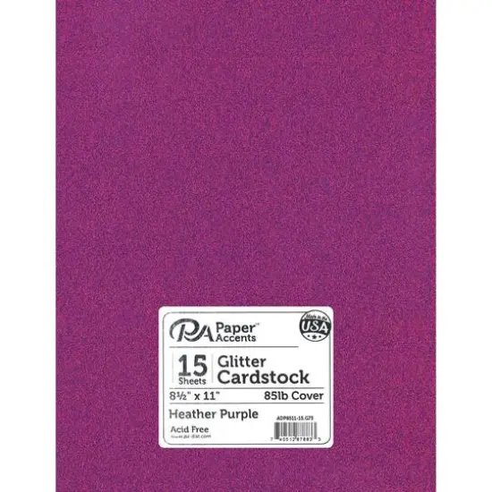 PA Paper&trade; Accents Glitter 8.5" x 11" Cardstock, 15 Sheets Heather Purple {1}