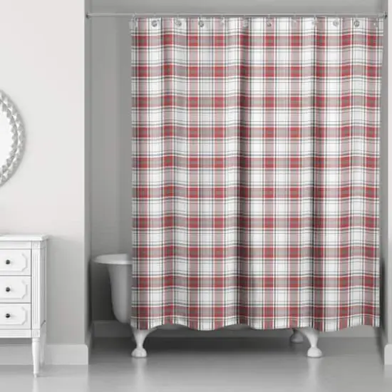 Red & Gray Plaid Shower Curtain {3}