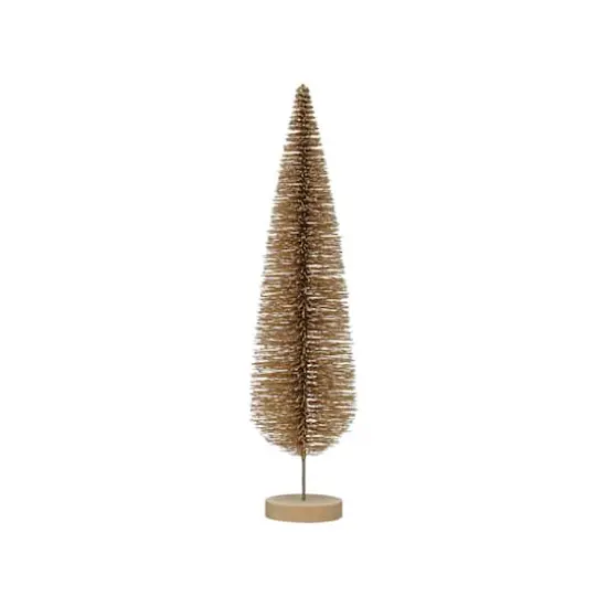 Hello Honey® 15" Gold Glitter Plastic Bottle Brush Tree with Wood Base {1}
