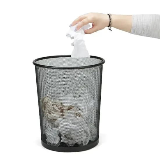 Mind Reader Garbage Round Metal Mesh Waste Basket Recycling Bin Black {3}