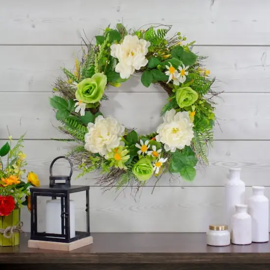 Mixed Floral Artificial Spring Wreath 22" {3}