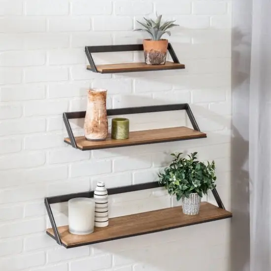 Honey Can Do Floating Decorative Metal & Wood Wall Shelves, 3ct. {3}