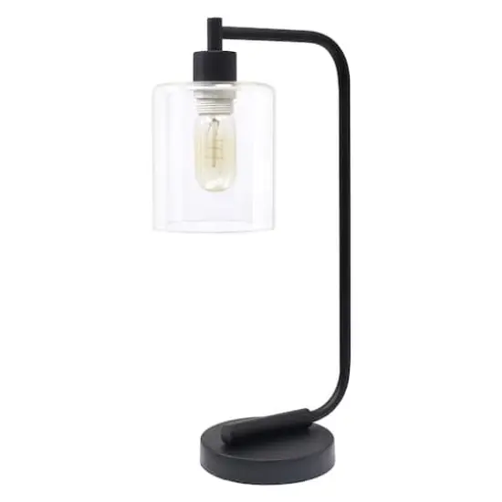 Lalia Home Modern Iron Desk Lamp with Glass Shade Black {1}