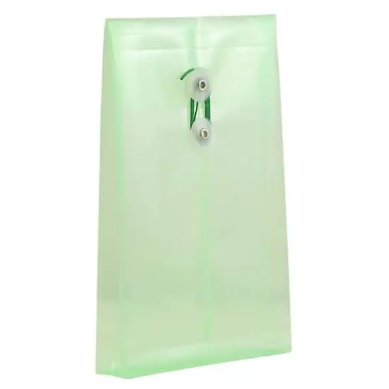 JAM Paper 6.25" x 9.25" Button & String Tie Closure Plastic Envelopes, 12ct. Green {5}