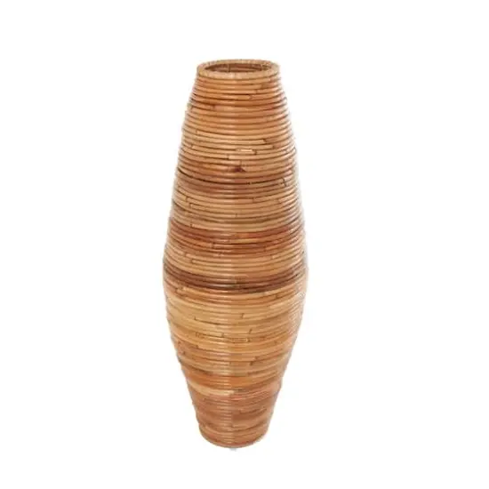 37" Brown Rattan Handmade Tall Wrapped Vase {4}
