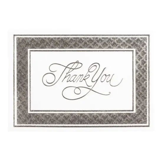 JAM Paper Thank You Card Set with Silver Border, 25ct. Dark Red/Silver/White {4}
