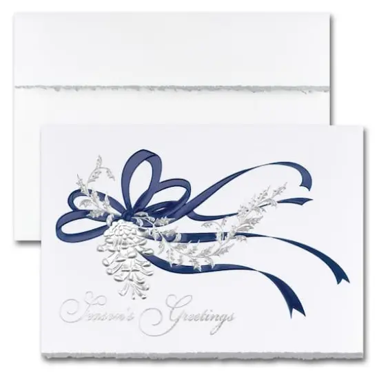 JAM Paper 5" x 7" Pinecone with Ribbon Blank Christmas Cards & Matching Envelopes Set, 25ct. {1}