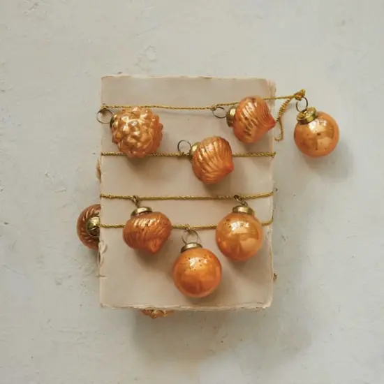 Hello Honey&reg; 6ft. Apricot Embossed Mercury Glass Ornament Garland with Gold Cord {3}