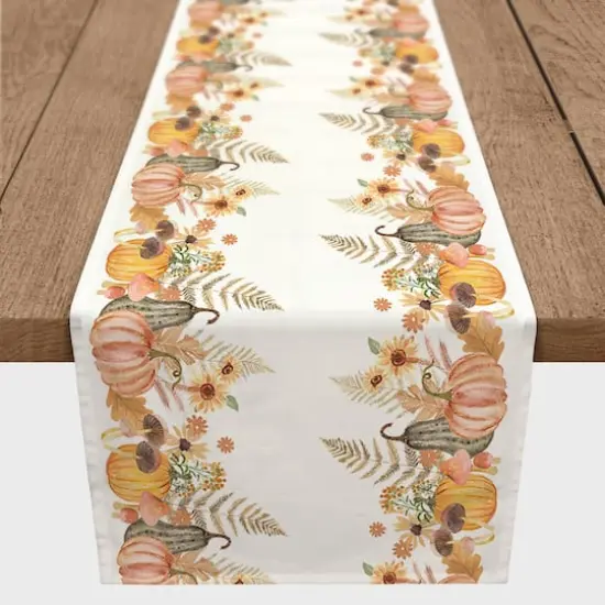 Watercolor Autumn Delights Border 16" x 90" Tablerunner {1}