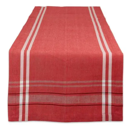 DII&reg; 108" French Stripe Table Runner Red Chambray {1}