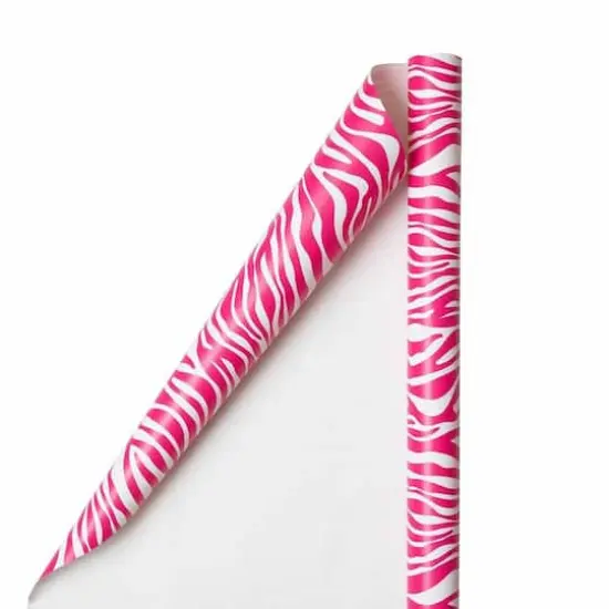 JAM Paper Safari Pink & White Zebra Gift Wrap, 2ct. {1}