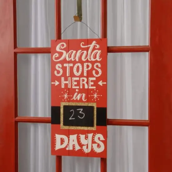 22" Santa Stops Here Hanging Sign Home D&eacute;cor {3}