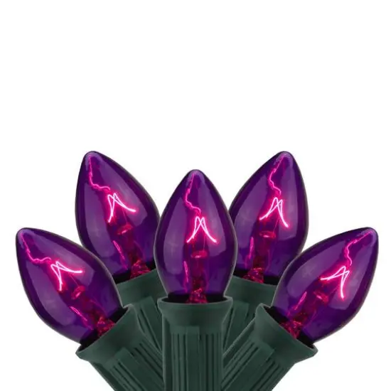 25ct. C7 Christmas String Lights with Green Wire Purple {2}
