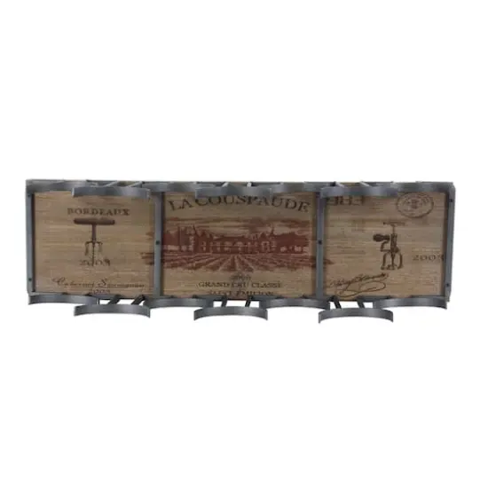26" Brown Metal Industrial Wine Holder {4}