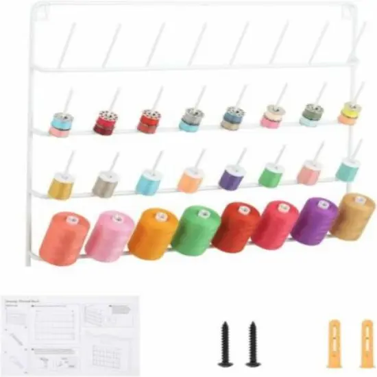 HAITARL&reg; White 32-Spool Wall-Mounted Sewing Thread Rack {7}